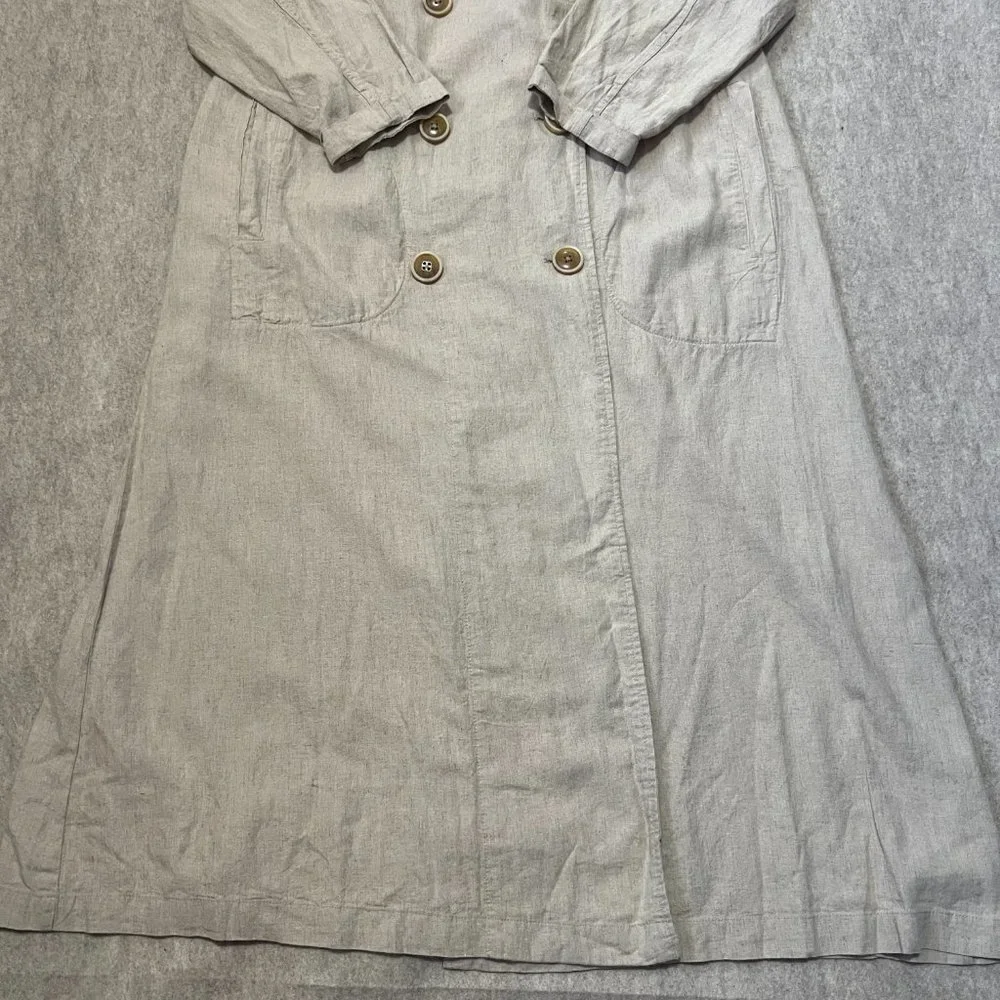 Free People Sweet Melody Trench Coat Size XS Natural Beige Linen Blend Duster - Picture 4 of 12